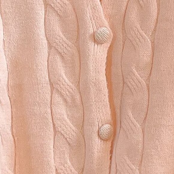 🌸 Cute Pink Cable Knit Ruffle Collar Cardigan - Picture 4 of 5